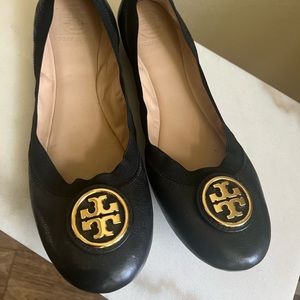 Tory Burch gold and black flats